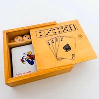 Set in Legno da Gioco Poker con dadi del 1980