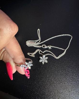 ✨ Parure Pandora Herbarium Fiori–Collana e Anello