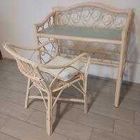 scrivania in giunco con sedia