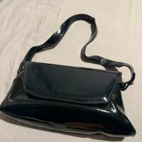 Borsa pelle vernice blu scura Lorella Pagano