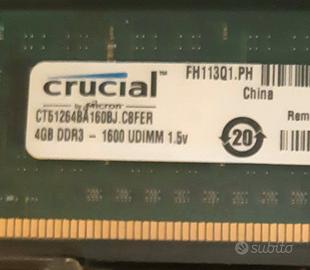 RAM DDR3 8gb(2x4) Crucial PC3-12800 1600Mhz -(RM05