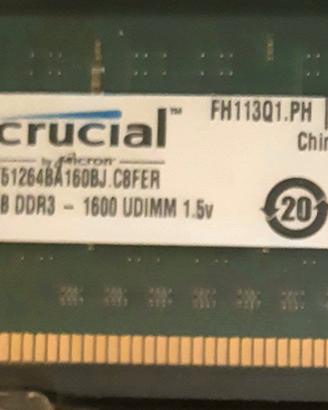 RAM DDR3 8gb(2x4) Crucial PC3-12800 1600Mhz -(RM05