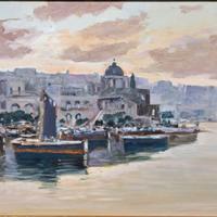 G. Toma – Barche a tramonto – Dipinto olio tavola