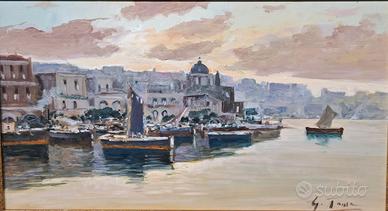G. Toma – Barche a tramonto – Dipinto olio tavola