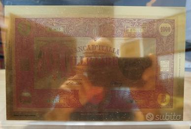 Banconota da Mille Lire in lamina d'oro