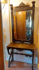 Specchiera con consolle in legno scolpito fine 800