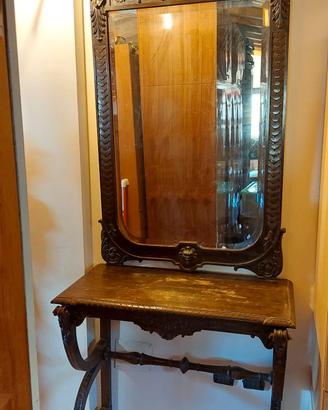 Specchiera con consolle in legno scolpito fine 800