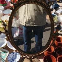 Antico specchio da tavolo vintage in ottone