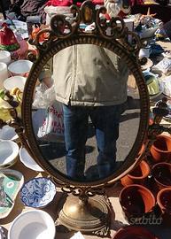 Antico specchio da tavolo vintage in ottone