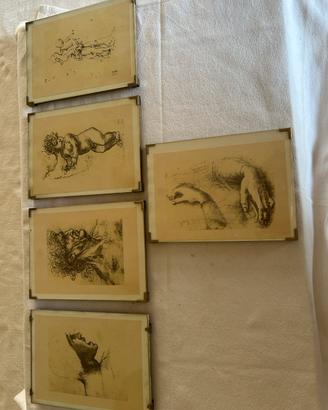 Set 5 Quadretti Bozzetti d'Arte