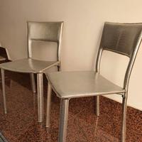 Set 6 sedie in pelle martellata argento