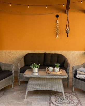 Set Salotto da Giardino 4 Posti in Rattan e tavolo