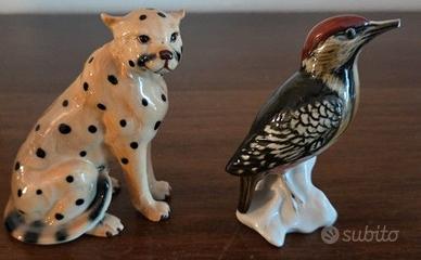 Coppia Porcellane Vintage - Ghepardo e Picchio -