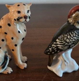 Coppia Porcellane Vintage - Ghepardo e Picchio -