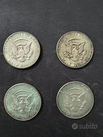 4 Monete Kennedy Half Dollar 1967 in Argento (40%)