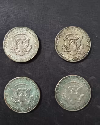 4 Monete Kennedy Half Dollar 1967 in Argento (40%)