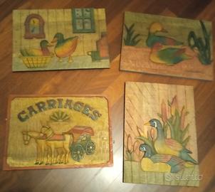 Quadretti in legno Incisi e dipinti a mano