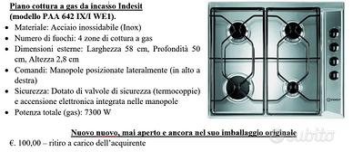 NUOVO Piano cottura a gas Indesit - modello PAA 64