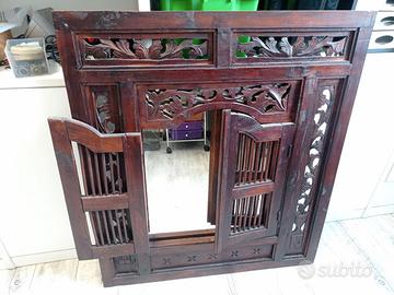 Specchio Finestra Legno Lavorato traforato