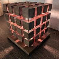 lampada legno massello cubi artigianale