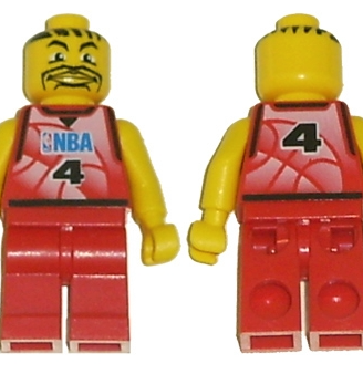 Lego minifigures, NBA Player, Number 4 with Red No