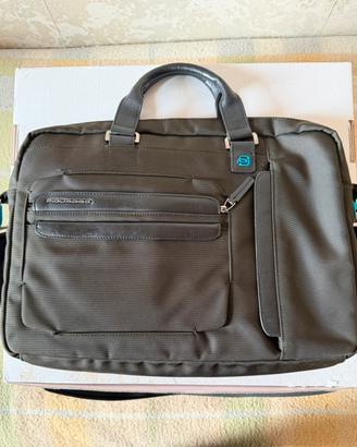 Piquadro Borsa porta pc tessuto e pelle computer