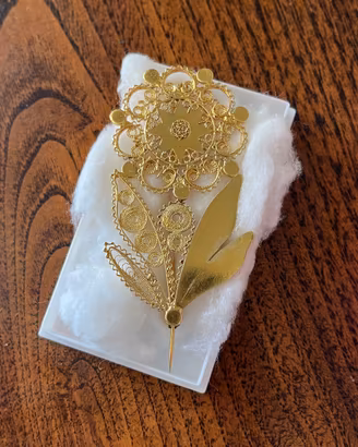 Spilla fiore costume sardo argento bagnato