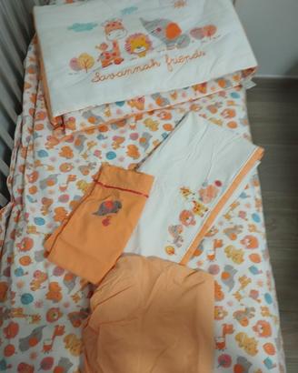 Piumone lenzuola e coprimaterasso lettino bambini