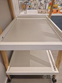 Fasciatoio Oréade bianco/legno con ripiani e ruote