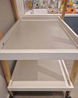 Fasciatoio Oréade bianco/legno con ripiani e ruote