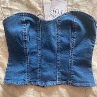 Top maglietta corpetto jeans nuovo