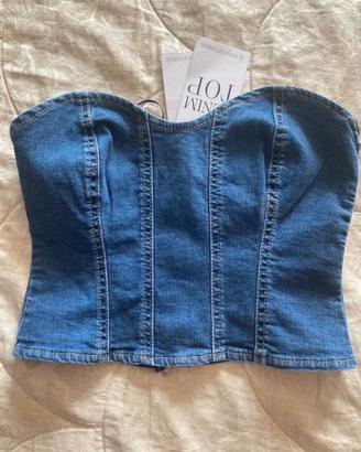 Top maglietta corpetto jeans nuovo