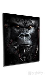 Quadro Stampa Tela- Gorilla con Cuffie