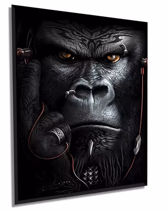 Quadro Stampa Tela- Gorilla con Cuffie