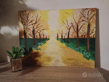 Quadro dipinto a mano bosco