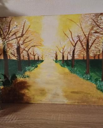 Quadro dipinto a mano bosco
