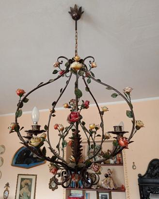 Lampadario D'epoca Ferro Battuto