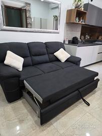 divano nero 3 posti allungabile 