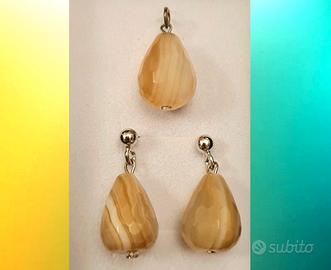 Set Orecchini argento e ciondolo  con pietre
