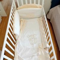 Lettino con sbarre AZZURRA materasso e accessori