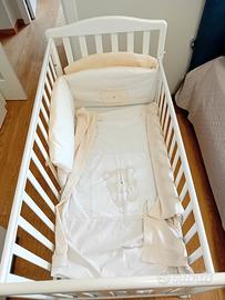 Lettino con sbarre AZZURRA materasso e accessori