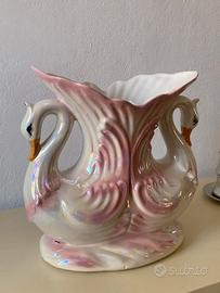 Grande vaso cigni rosa Capodimonte vintage