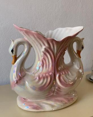 Grande vaso cigni rosa Capodimonte vintage