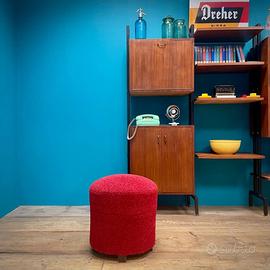 PANCHETTO POUF LANA ROSSA ANNI 60/70 POGGIAPIEDI