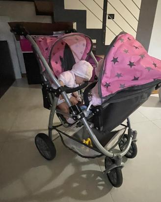 Passeggino per bambole gemellare