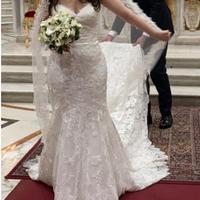 Abito da sposa a sirena pizzo francese