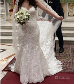 Abito da sposa a sirena pizzo francese