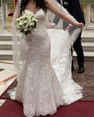 Abito da sposa a sirena pizzo francese