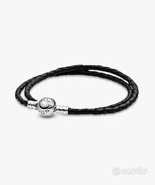 Bracciale Pandora Moments In Pelle Nero Doppio