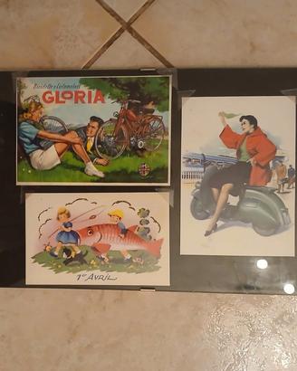 Quadro in vetro con cartoline d'epoca